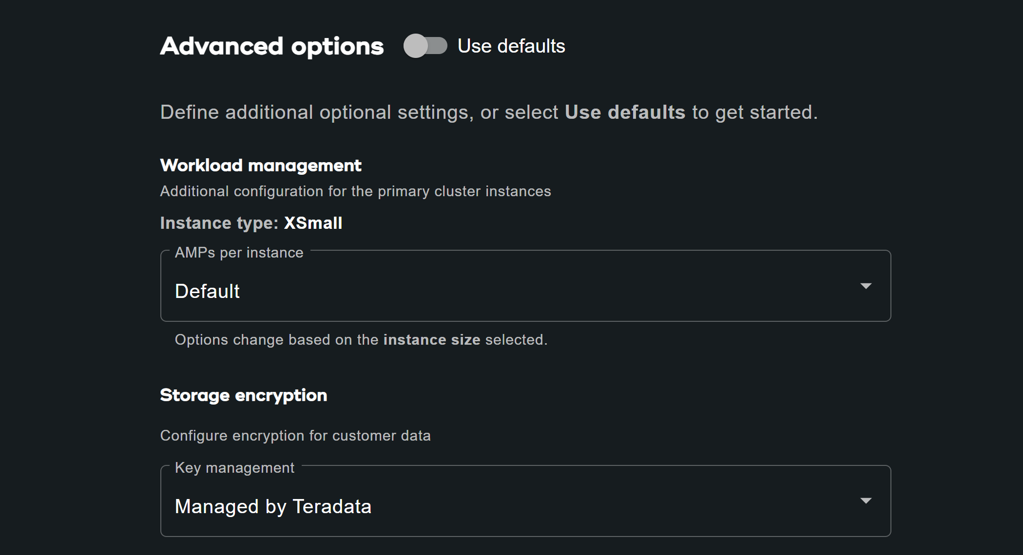 Advanced option user defined