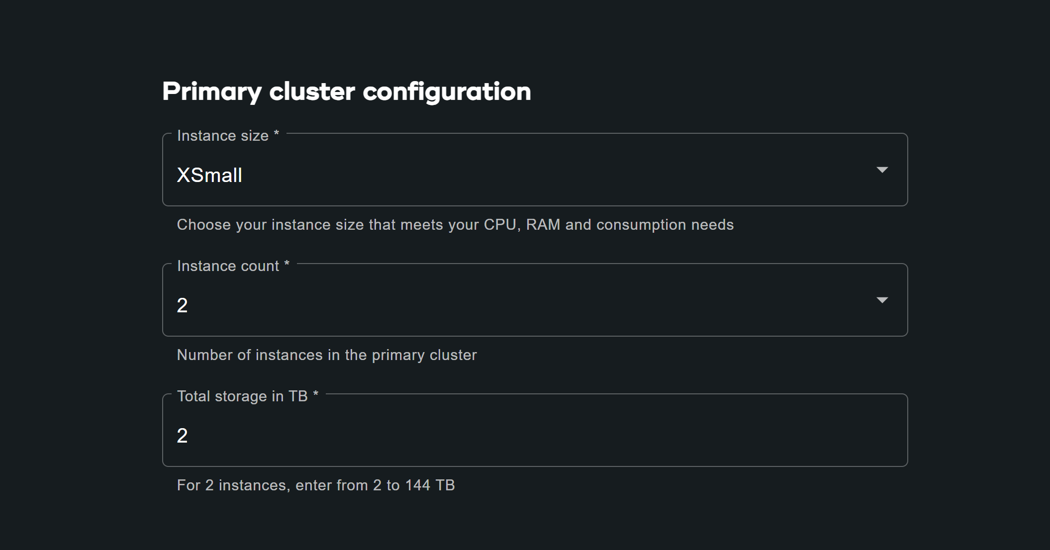 Primary cluster configuration