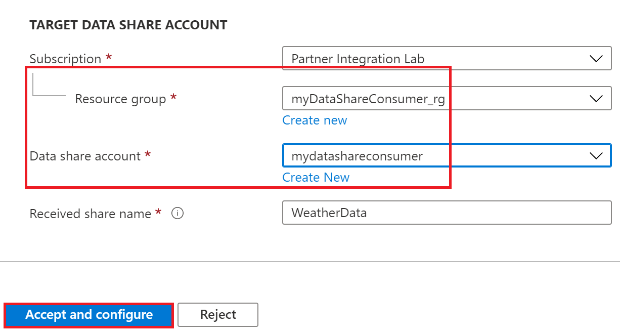 Target Data Share account