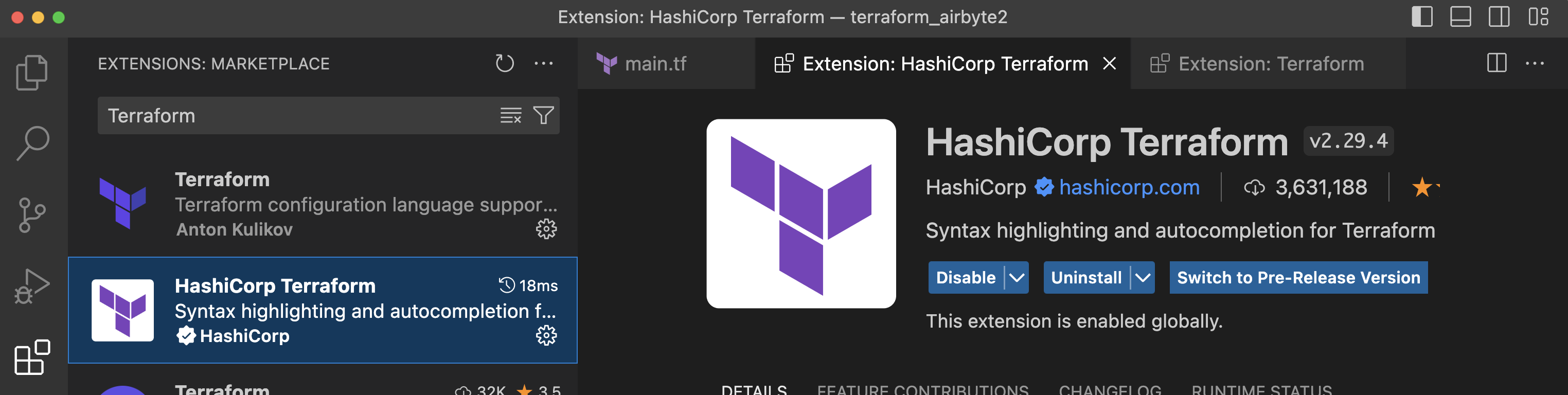 Terraform Extensions on Visual Studio Code